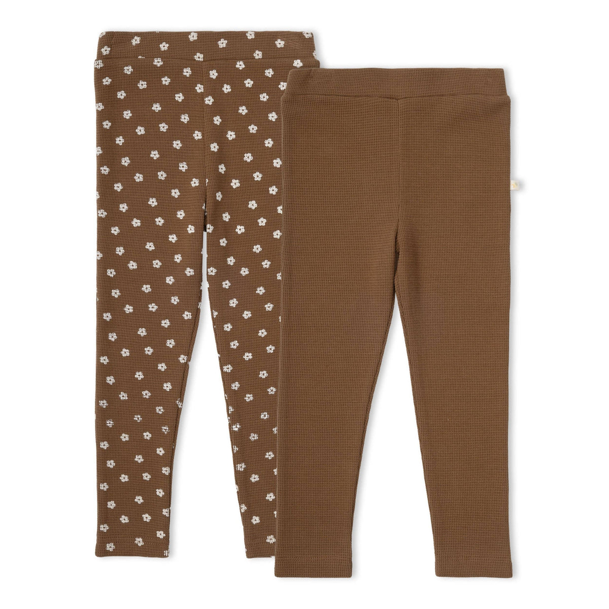 Organic Legging Set of 2 - Chestnut Bloom + Brown: 12-18M