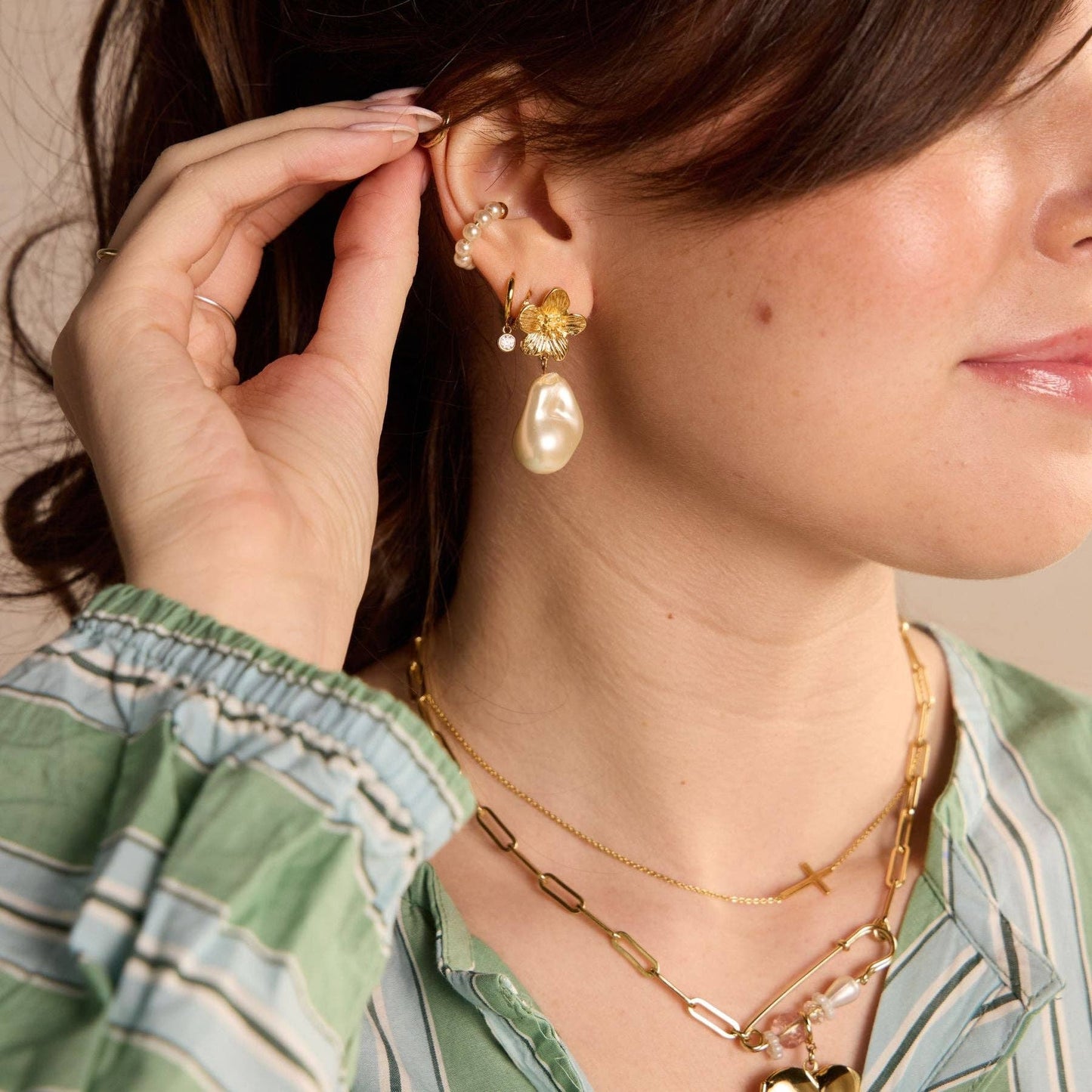 Sideways Cross Necklace| Gold