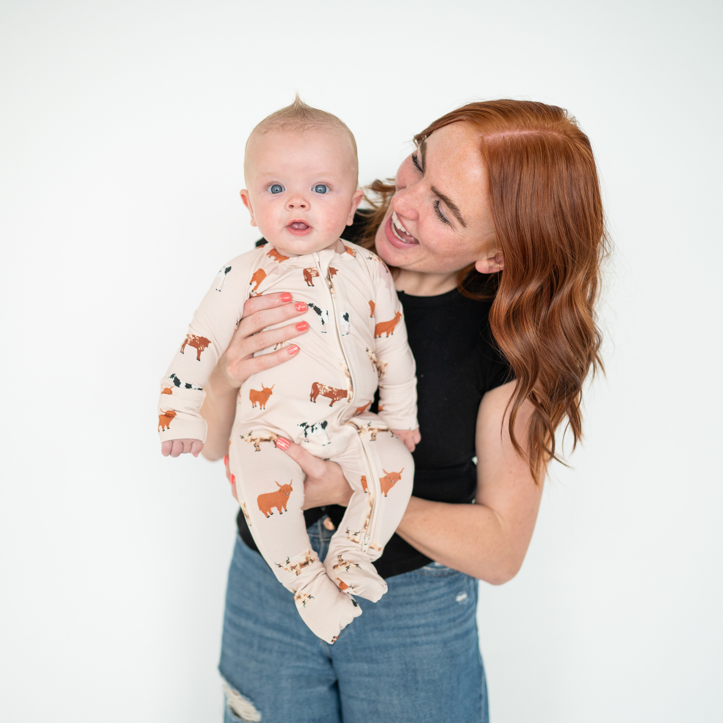 Bamboo Zip Convertible Romper | Oatmeal Cow