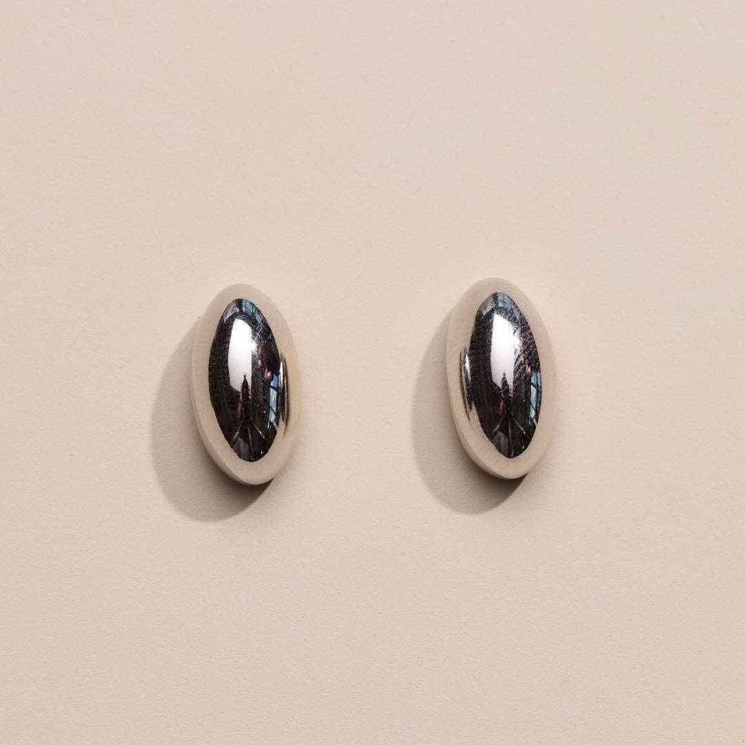 Silver Waterproof Dome Stud Earrings