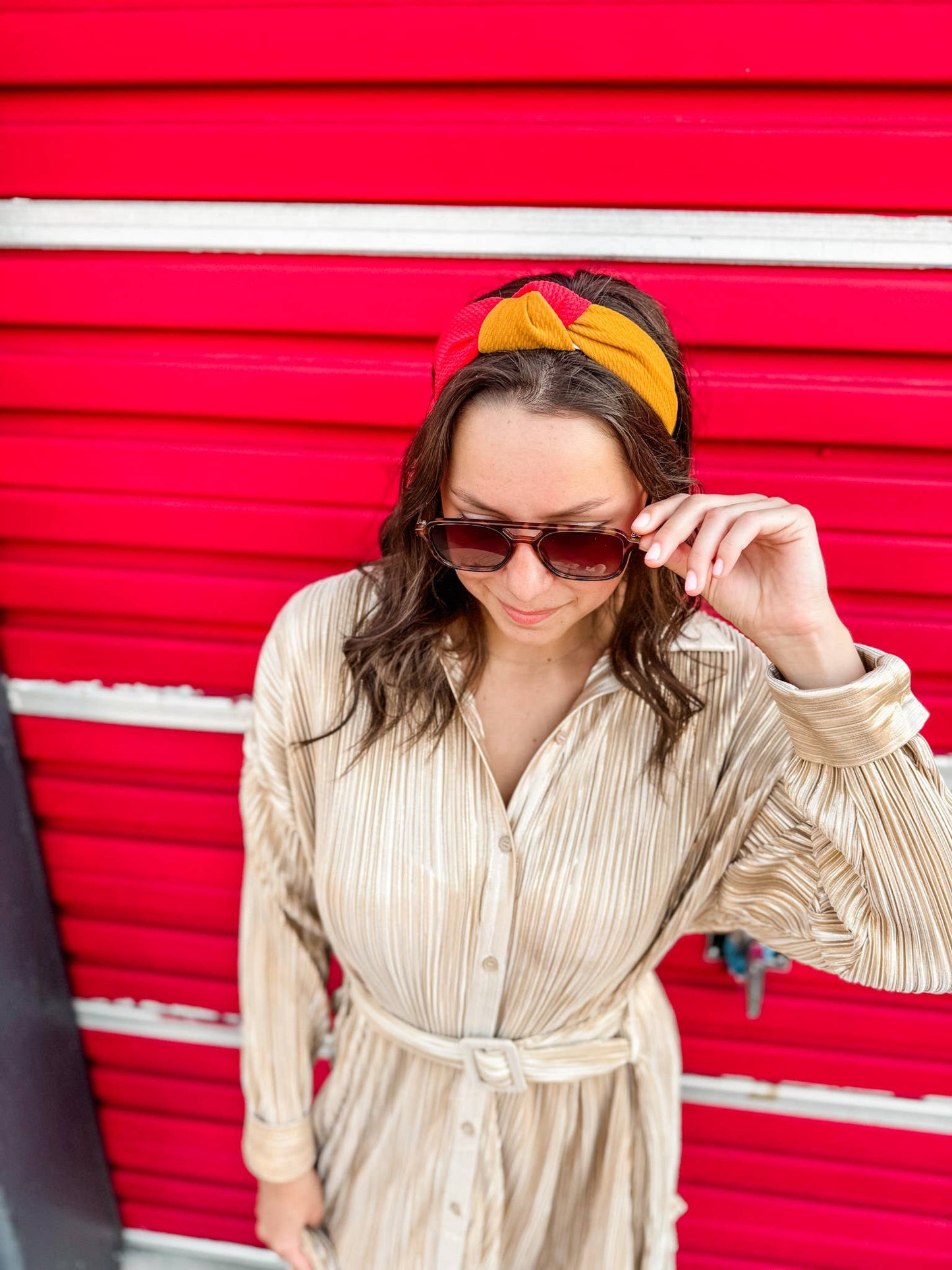 Two-Toned Structured Headband | Scarlet/Gold