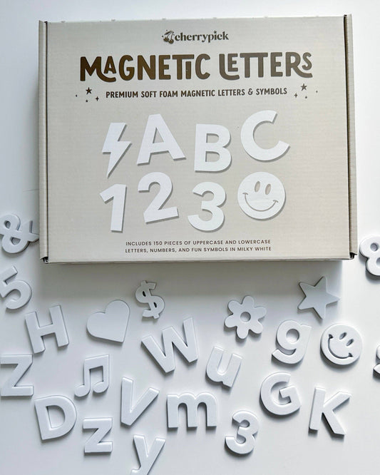 Soft Foam Magnetic Letters & Symbols | Milky White