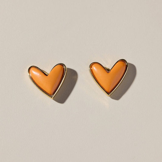 Stone Sweetheart Studs | Orange