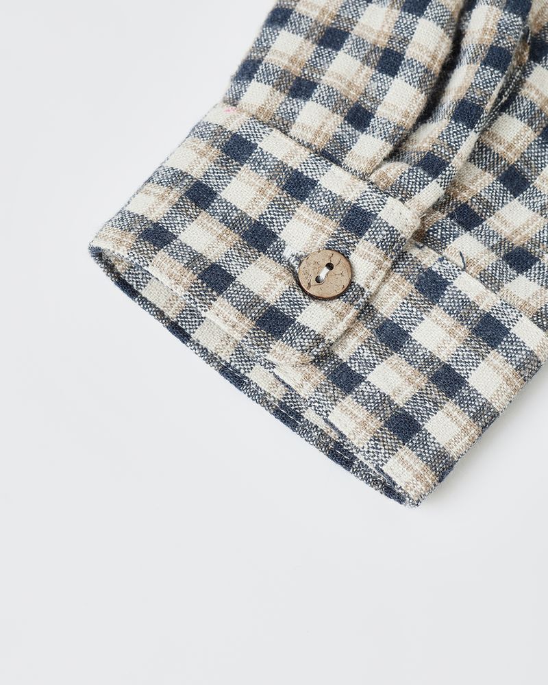 Collared Long Sleeve Shirt | Navy Check