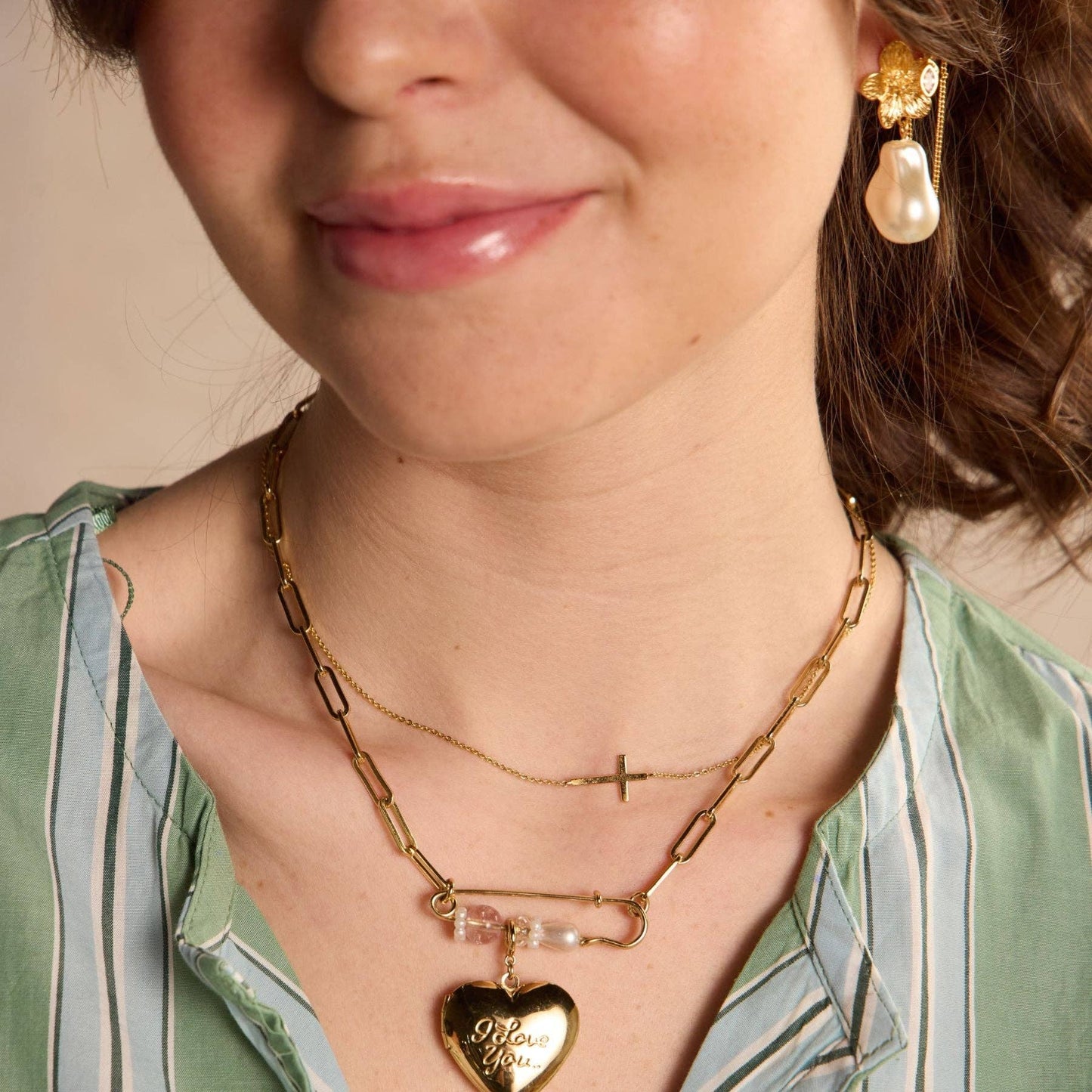 Sideways Cross Necklace| Gold