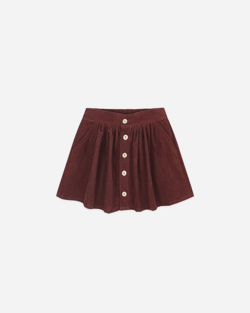 Button Front Mini Skirt | Burgundy