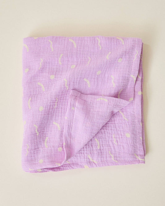 Organic Muslin Swaddle | Lilac Squiggles