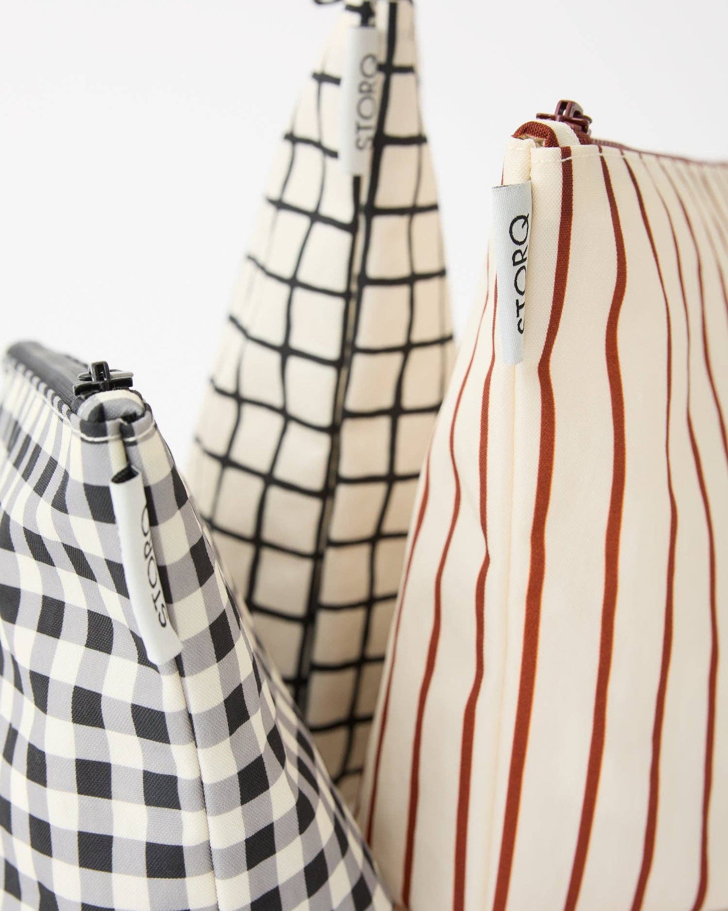 Fall Colors: Zipper Pouch Three-Piece Set: Black Grid