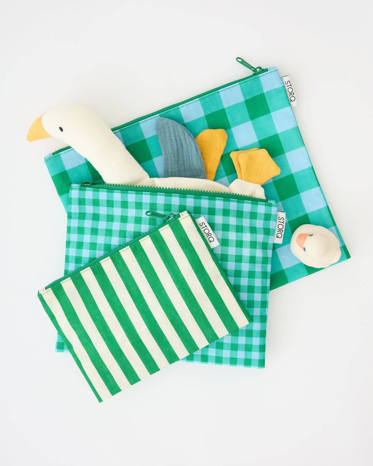 Fall Colors: Zipper Pouch Three-Piece Set: Black Grid