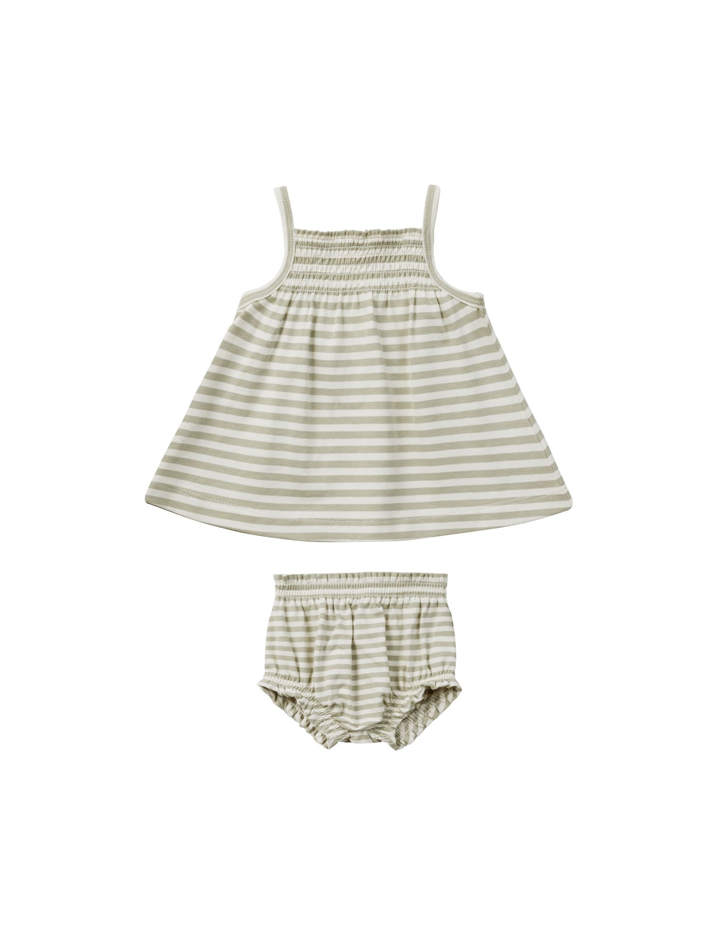 Smocked Tank + Bloomer Set I Sage Stripe