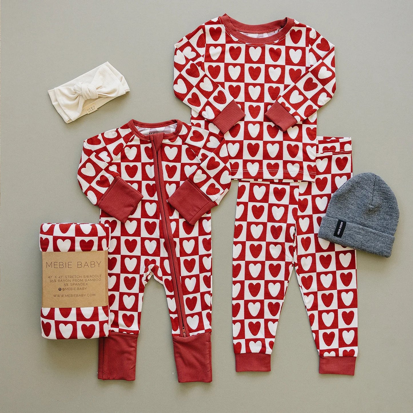 Ribbed Bamboo Cozy Set I Checkered Hearts