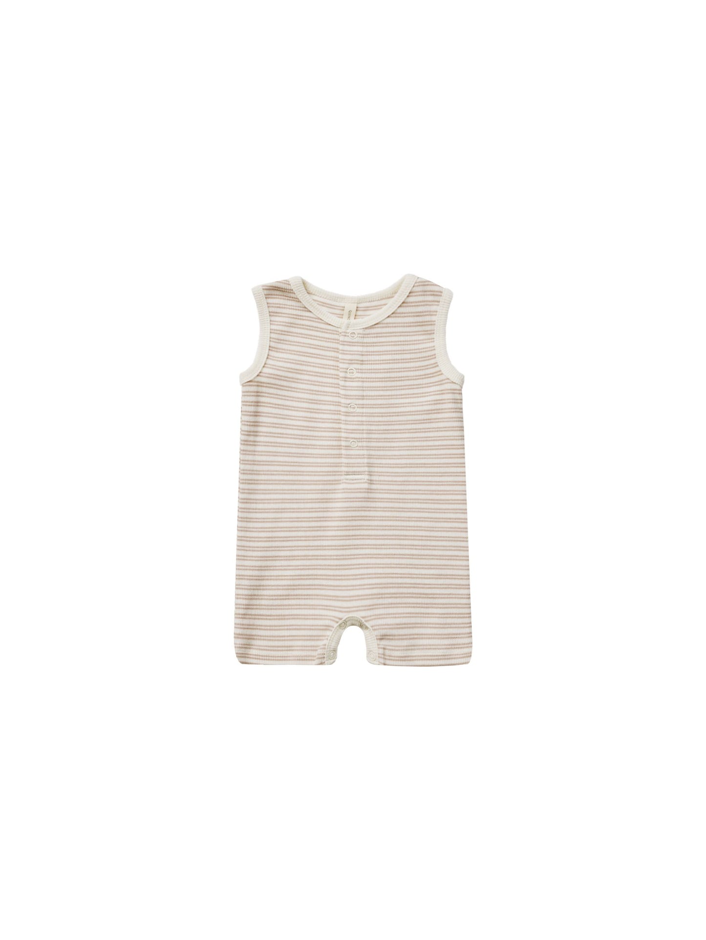 Ribbed Henley Romper I Oat Stripe