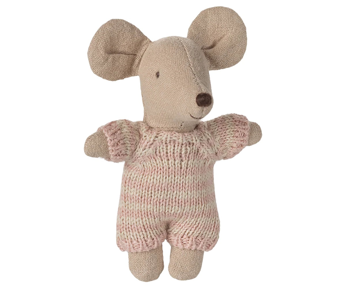 Baby Mouse In Carry Cot | Rose