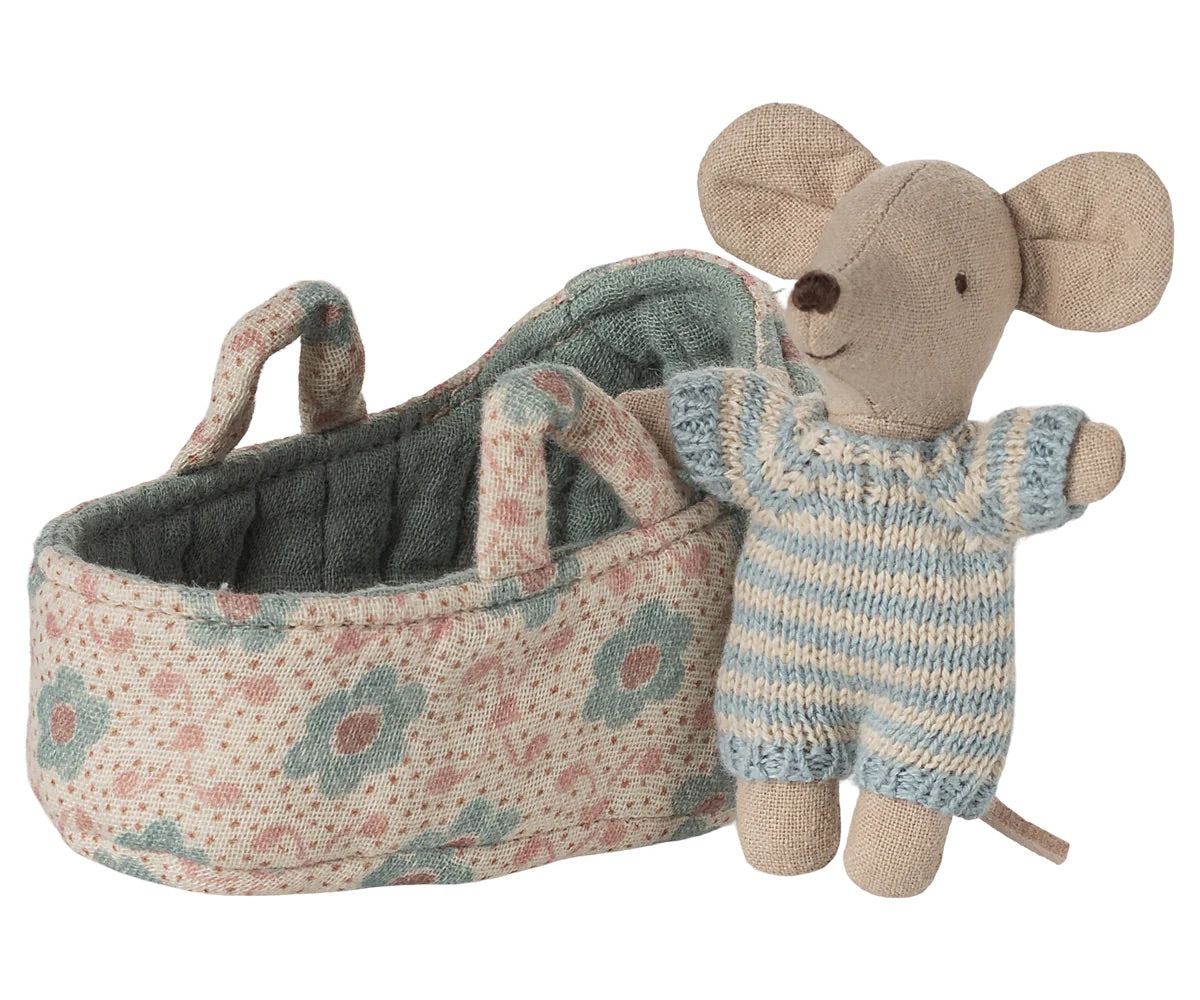 Baby Mouse In Carry Cot | Blue