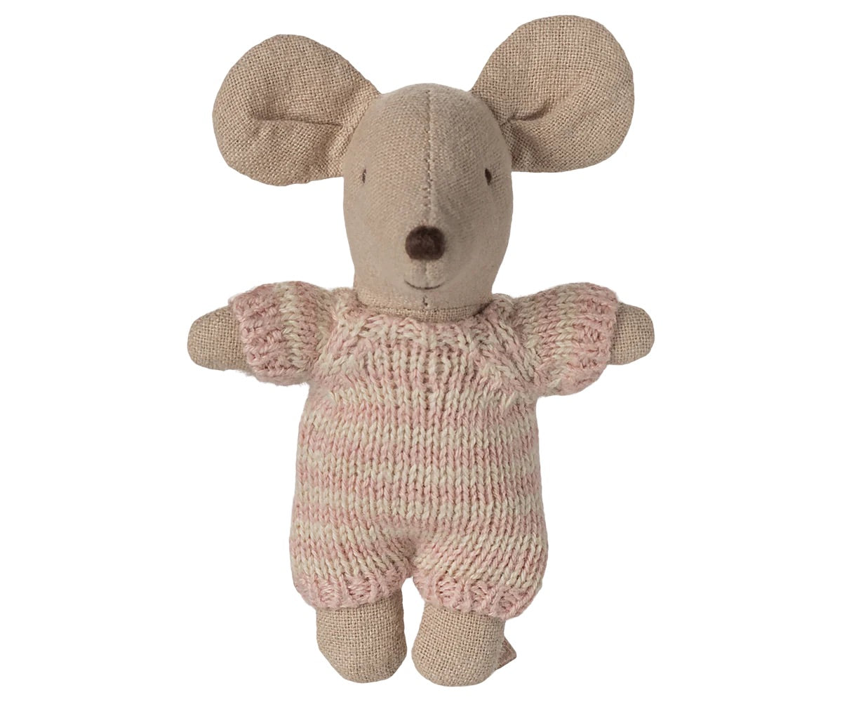 Baby Mouse In Carry Cot | Rose