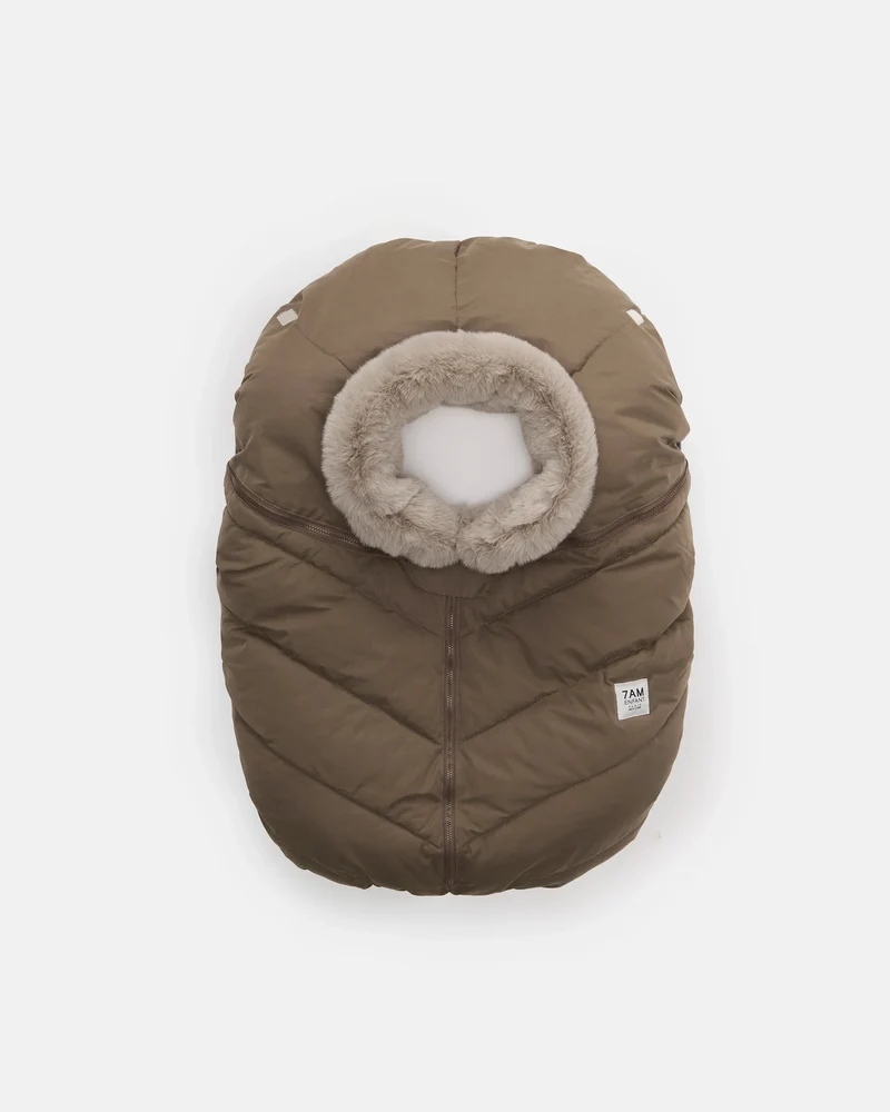 Helsinki Car Seat Cocoon | Moss Brown Faux Fur