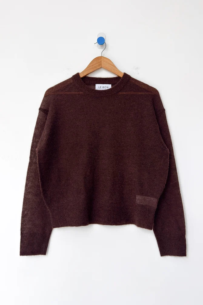Cecile Crew Neck Mohair Sweater | Espresso