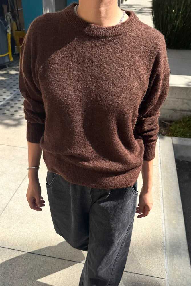 Cecile Crew Neck Mohair Sweater | Espresso