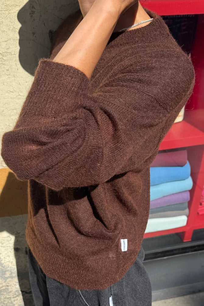 Cecile Crew Neck Mohair Sweater | Espresso
