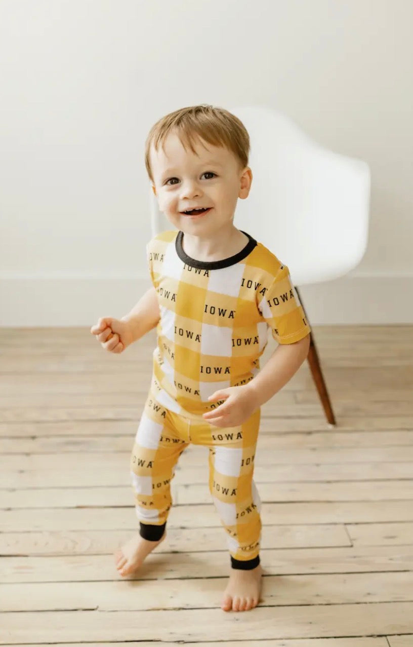 Two Piece Bamboo Pajama Set | Iowa Grid