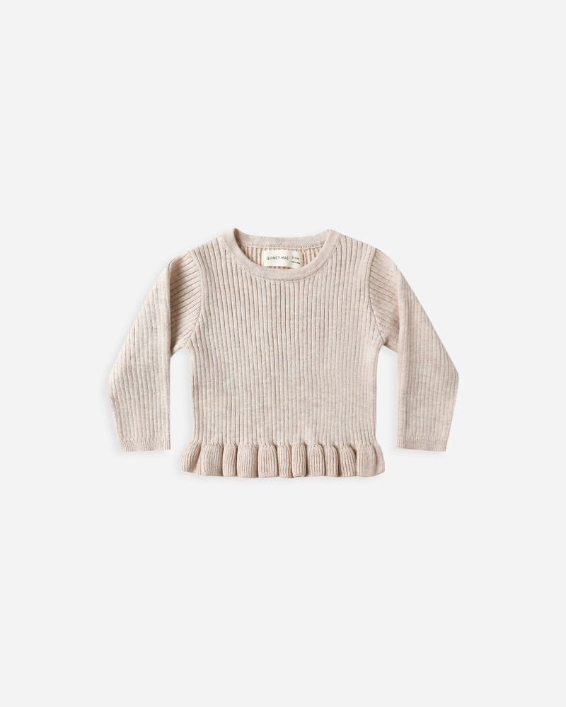Rib Knit Peplum Top | Heather Oatmeal