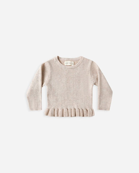Rib Knit Peplum Top | Heather Oatmeal