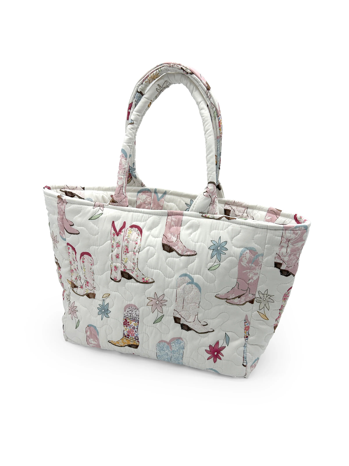 Quilted Handbag | Patchwork White Daisy Boots