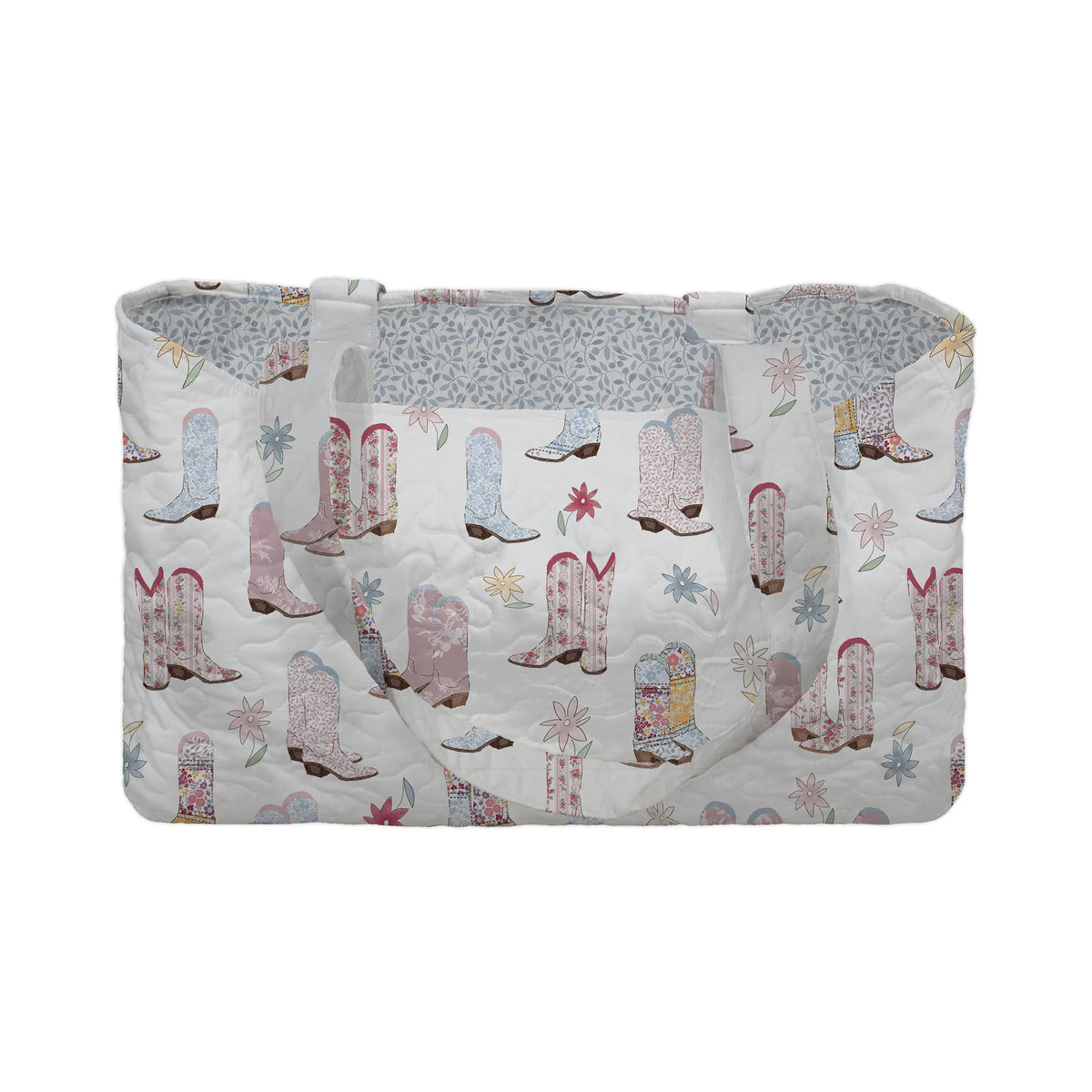 Quilted Tote Bag | Patchwork White Daisy Boots