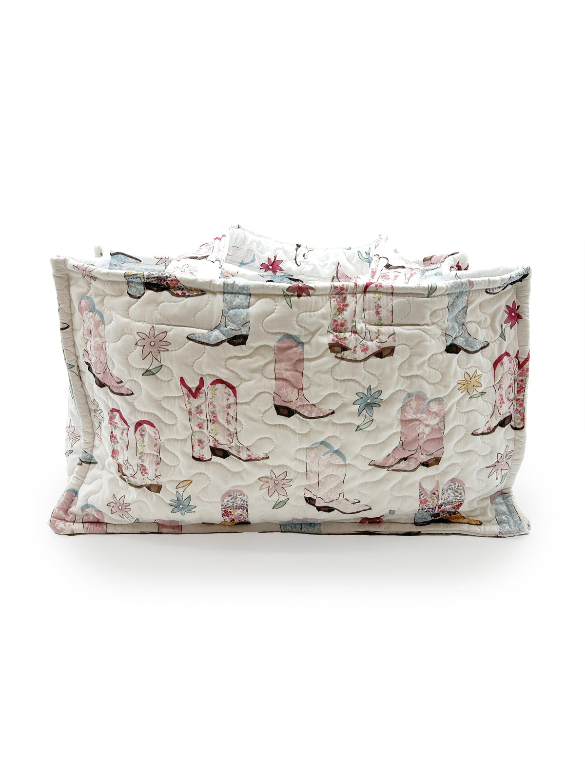 Quilted Tote Bag | Patchwork White Daisy Boots
