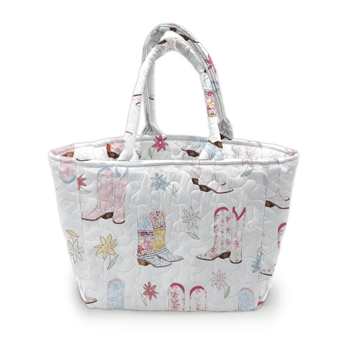 Quilted Handbag | Patchwork White Daisy Boots