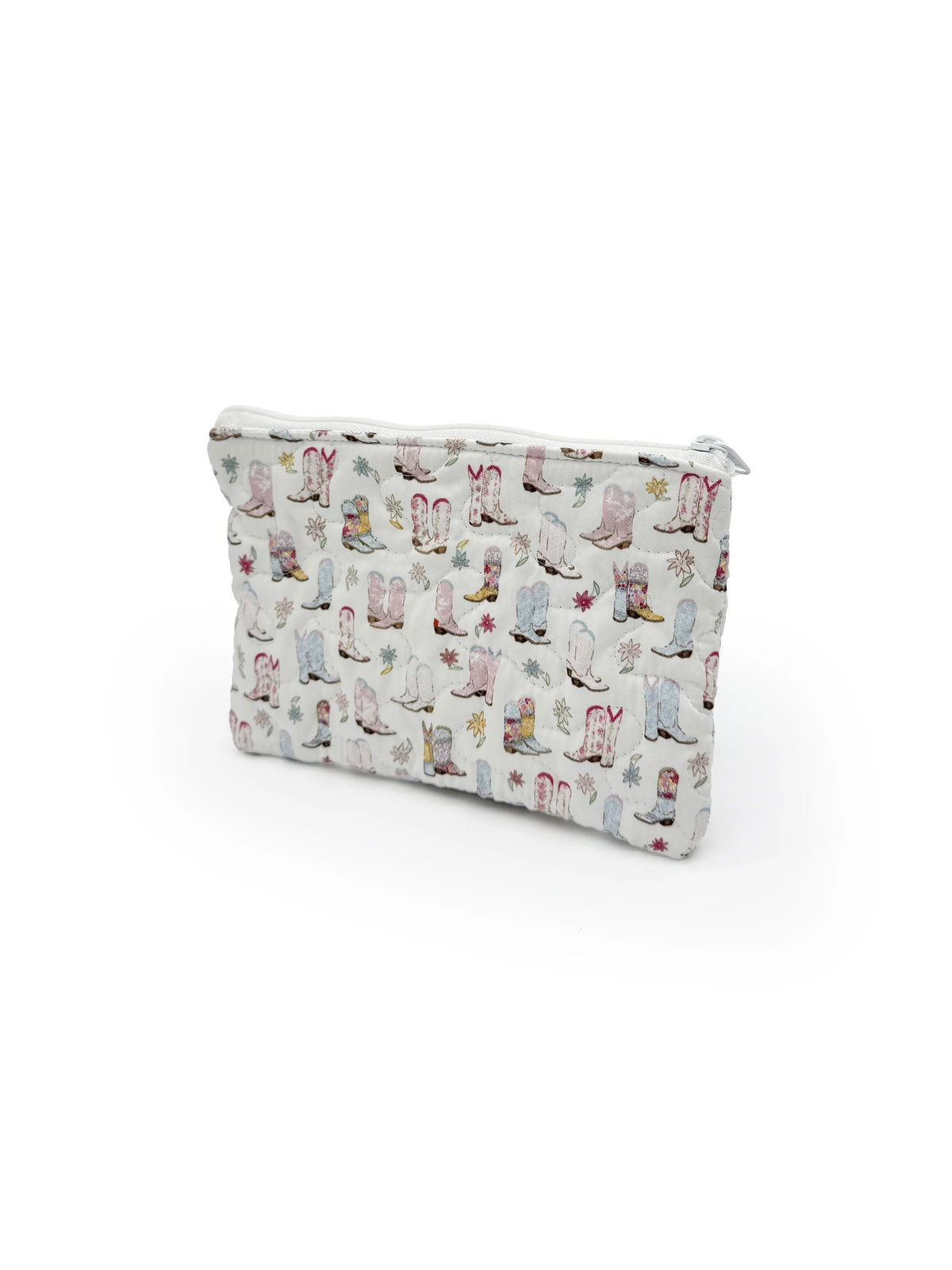 Small Quilted Makeup Bag | Patchwork White Daisy Boots