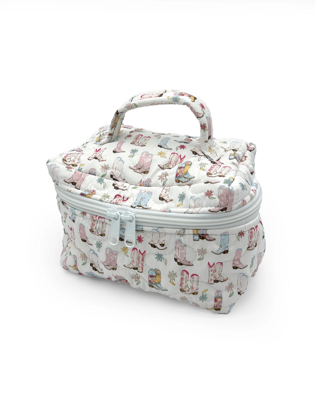 Quilted Travel Case | Patchwork White Daisy Boots