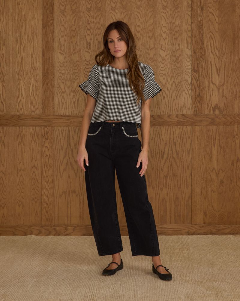 Francie Blouse || Black Gingham