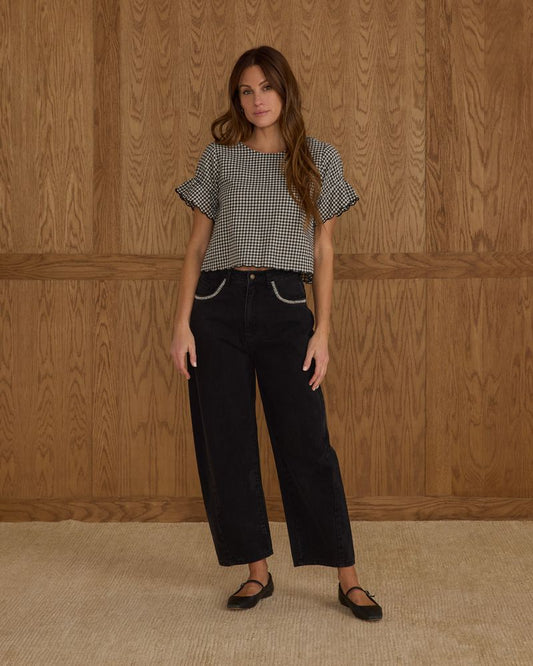 Francie Blouse || Black Gingham