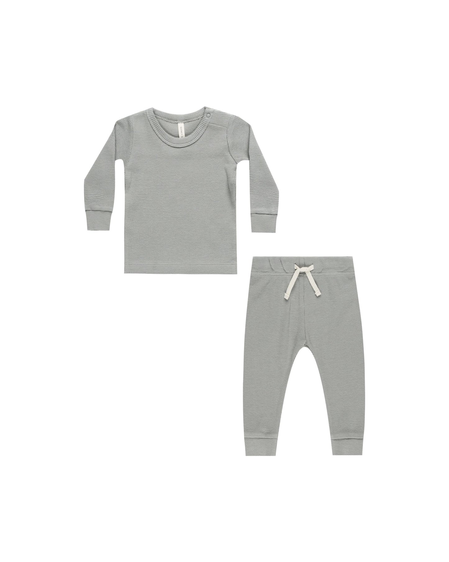 Waffle Top + Pant Set I Dusty Blue