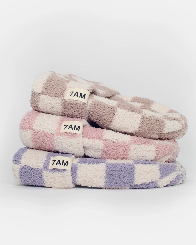 Checkers Fuzzy Beanie | Taro