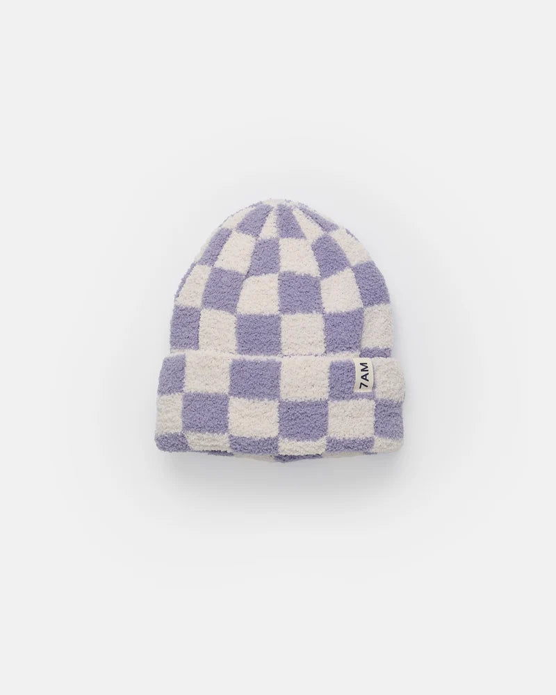 Checkers Fuzzy Beanie | Taro
