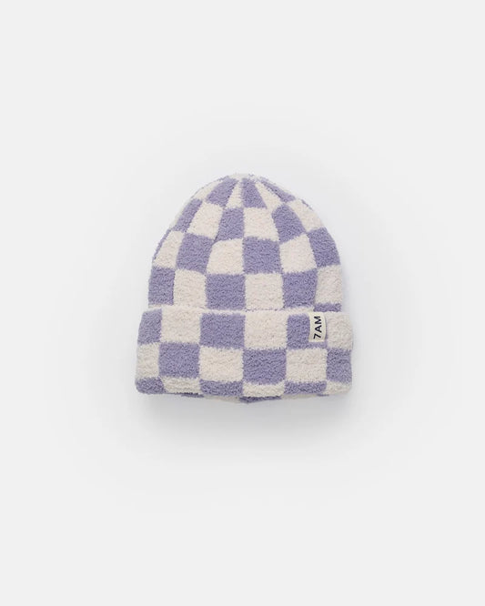 Checkers Fuzzy Beanie | Taro