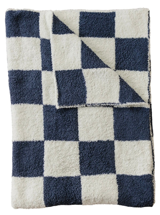 Plush Blanket | Navy Checkered