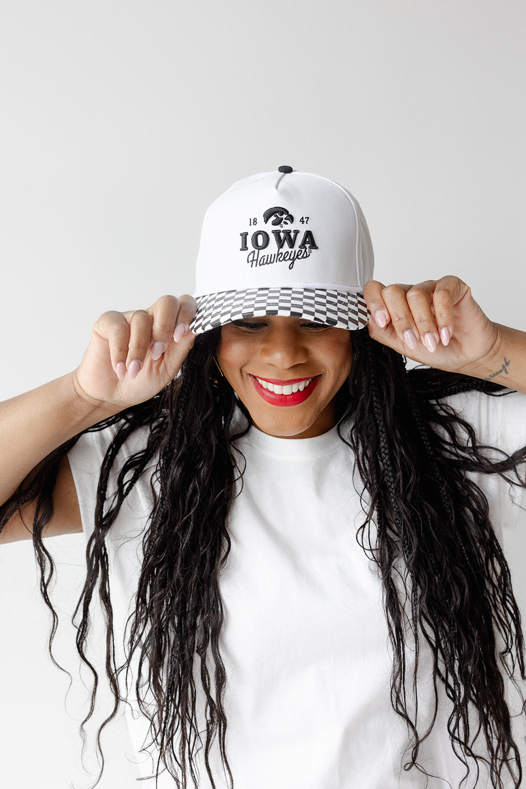 Albon Checkered 5 Panel Canvas Baseball Hat | Iowa