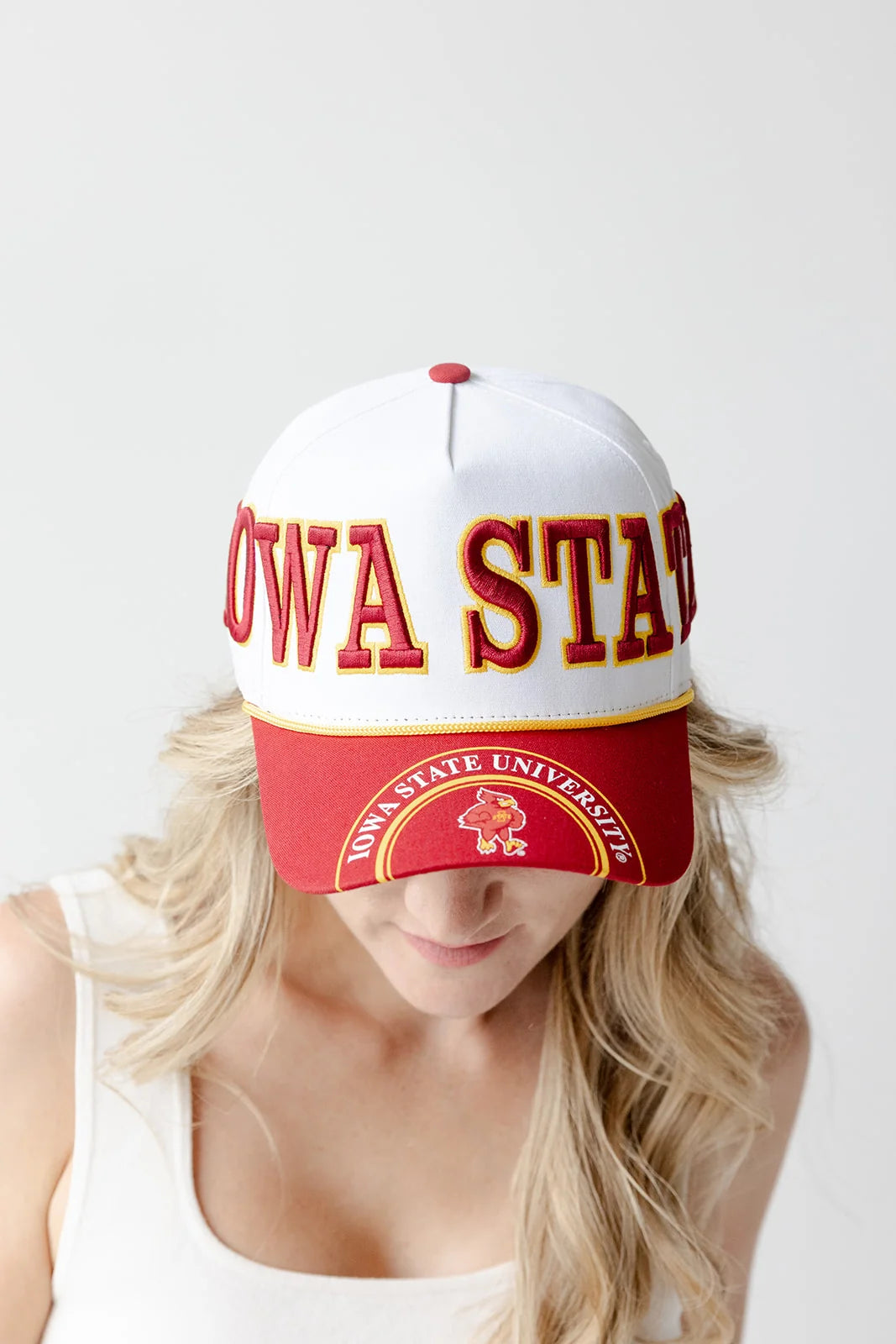 Iowa State Phipps Away Split 5 Panel Canvas Baseball Hat | White