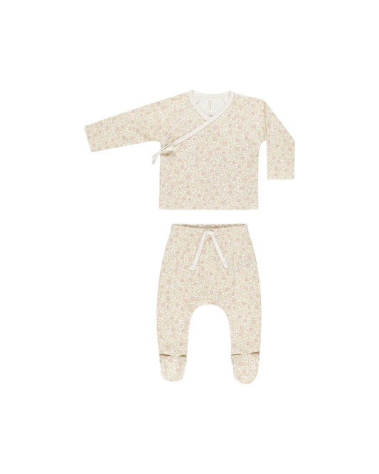 Wrap Top + Footed Pant Set