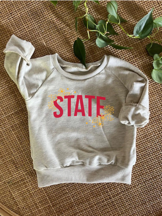 Oatmeal Floral State Pullover