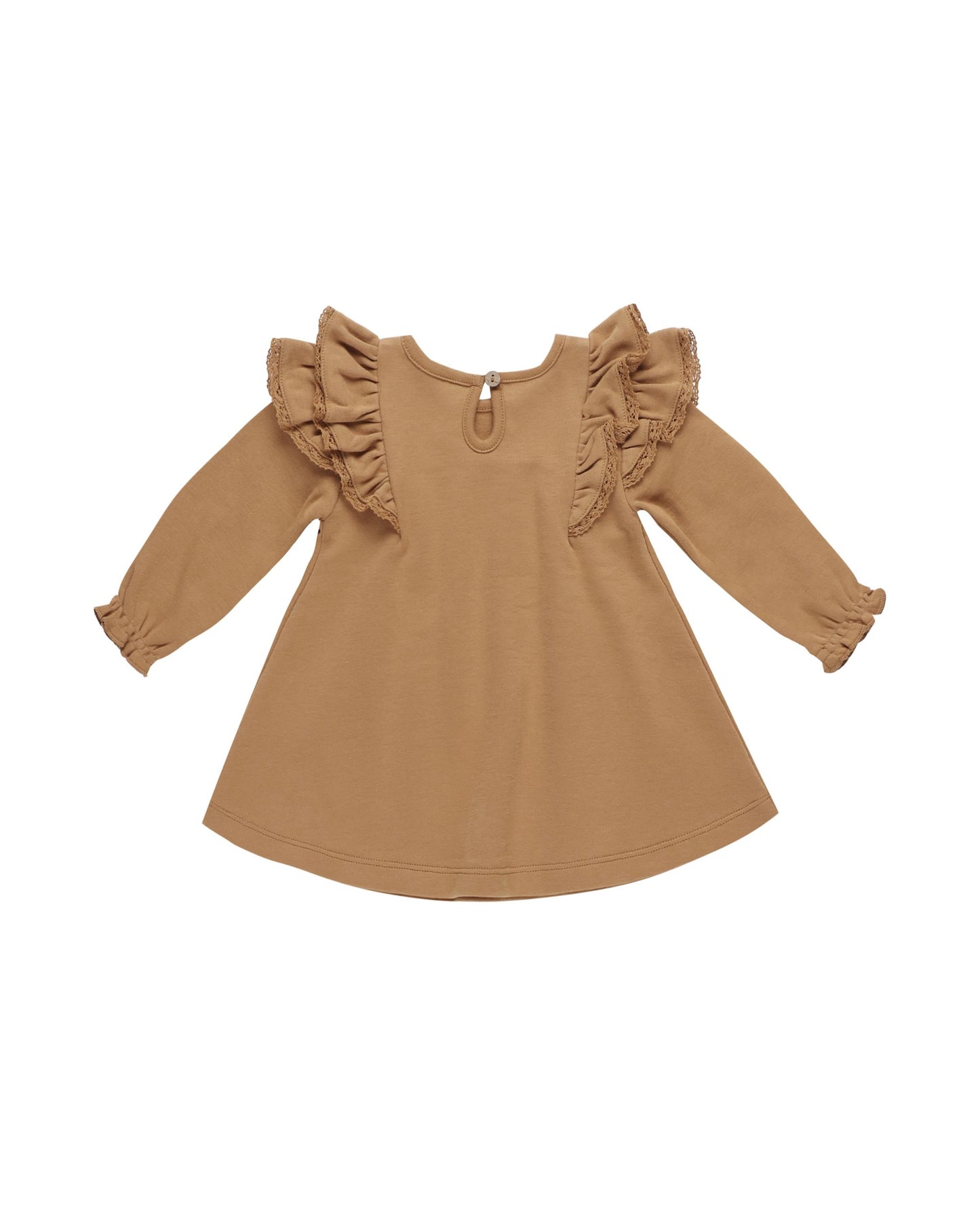 Long Sleeve Flutter Dress | Golden