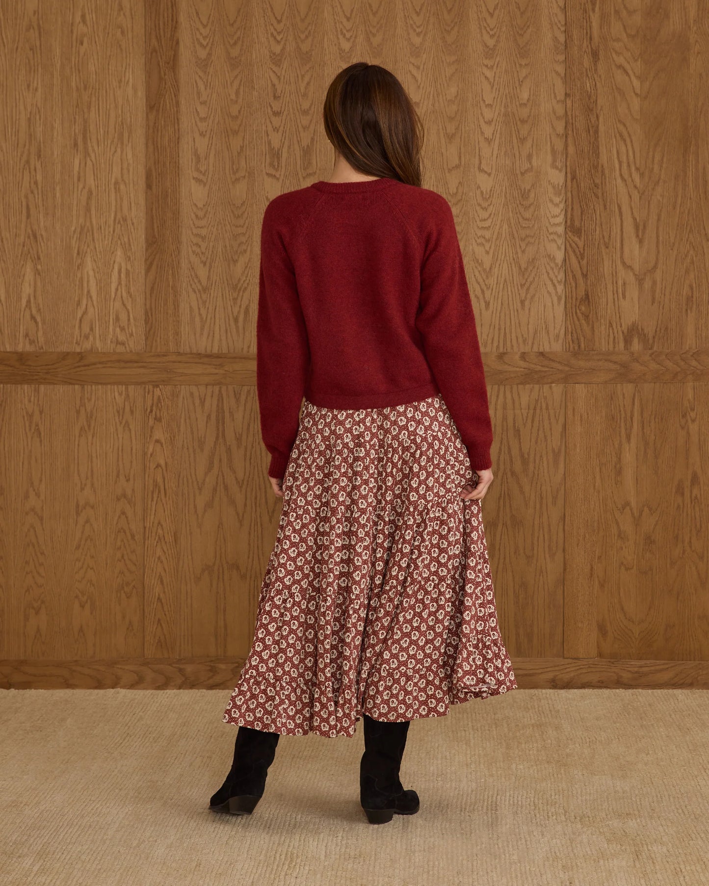 Ruffle Tiered Midi Skirt || Ruby Fluer