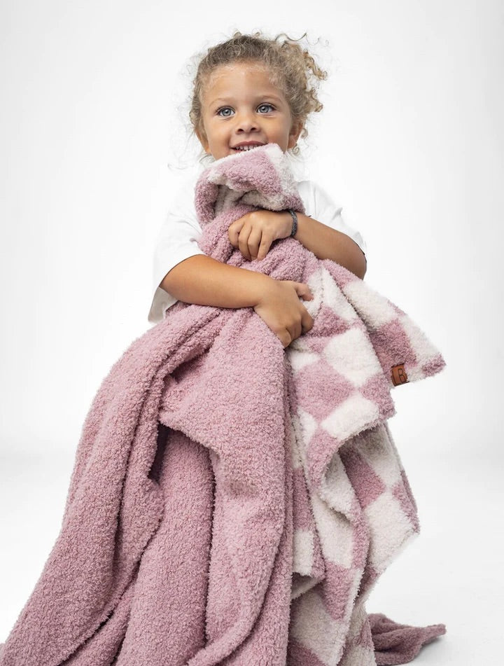 Plush Blanket I Dusty Rose Check shopfrancisandco