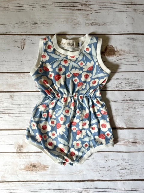 Cinched Summer Tank Romper I Floral Berry