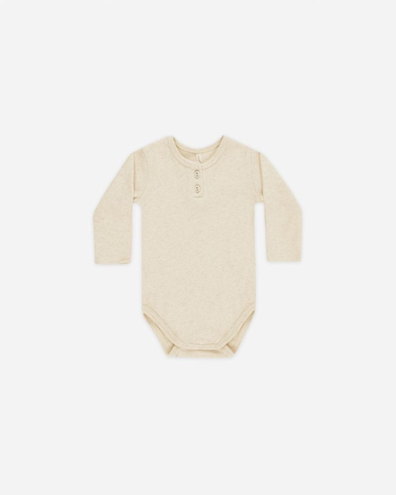 Ribbed Long Sleeve Onesie | Oatmeal