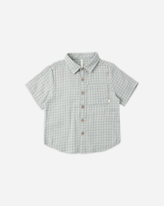 Collared Short Sleeve Shirt | Green Gingham