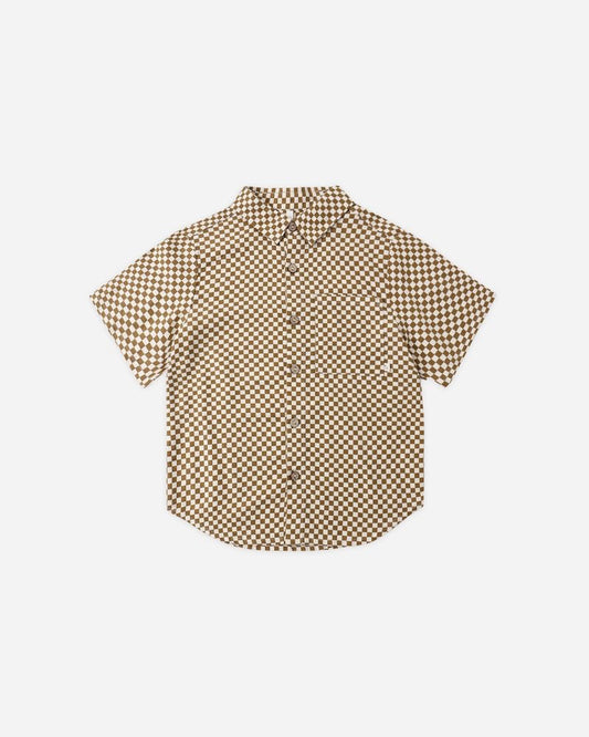 Collared Short Sleeve Shirt | Ocre Check